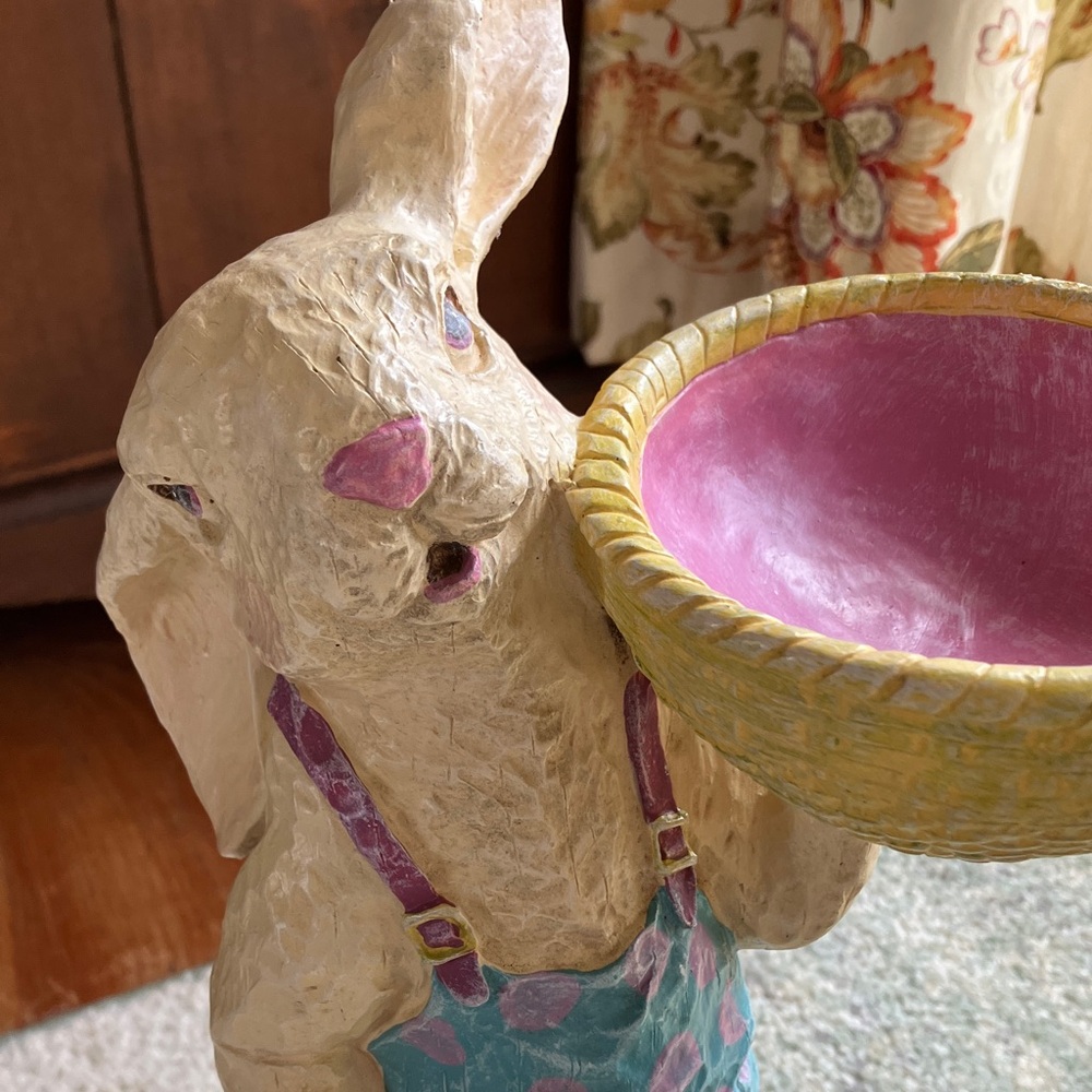 18” Adorable Bunny Vintage Papier-mache or resin figurine. Perfect for Easter. - Picture 2 of 7